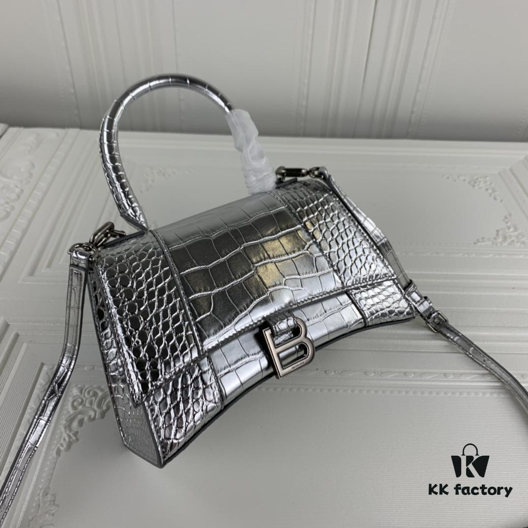 New Large and Small 235 Balencia Paris House, This Season's Heavyweight Crocodile Texture Hourglass Bag