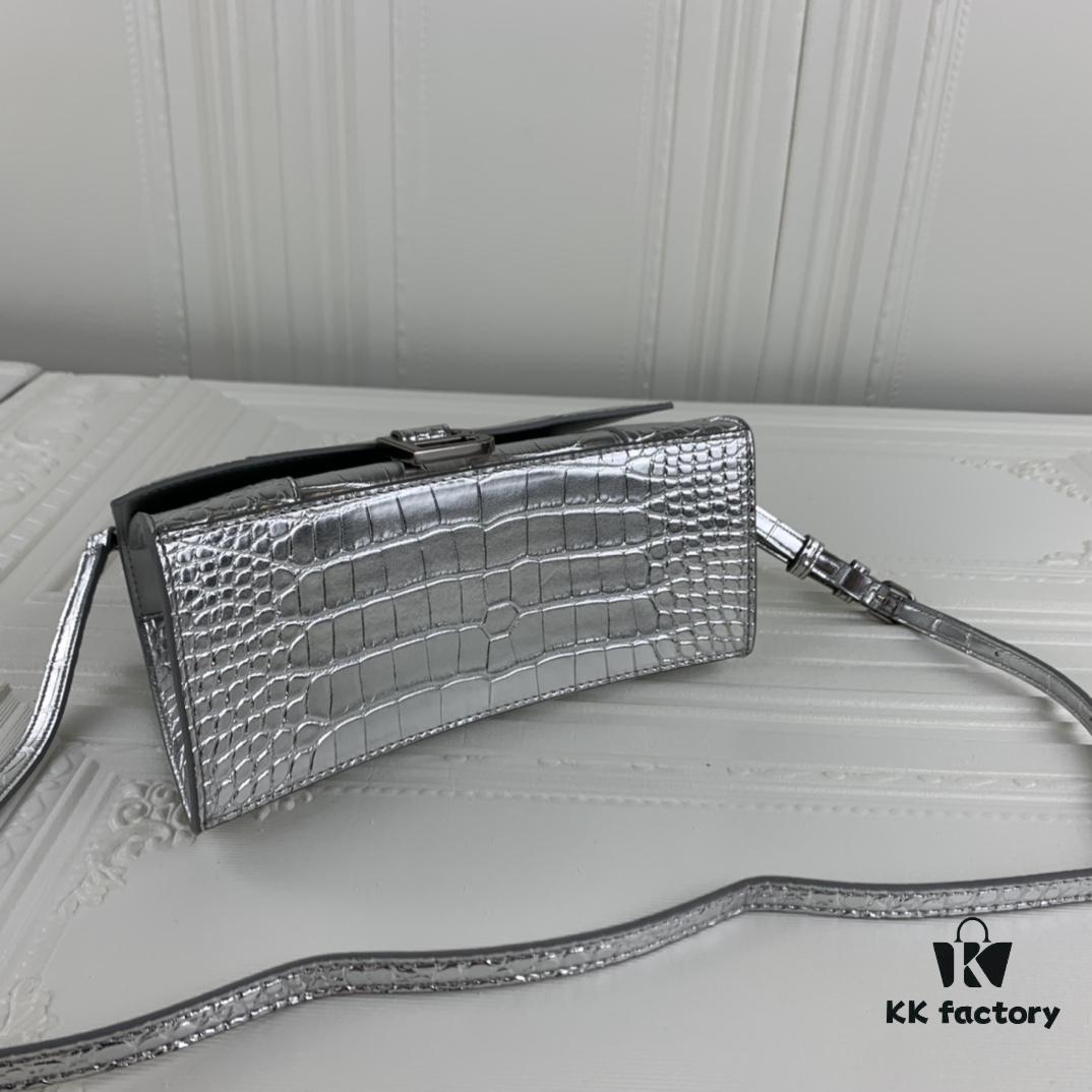 New Large and Small 235 Balencia Paris House, This Season's Heavyweight Crocodile Texture Hourglass Bag