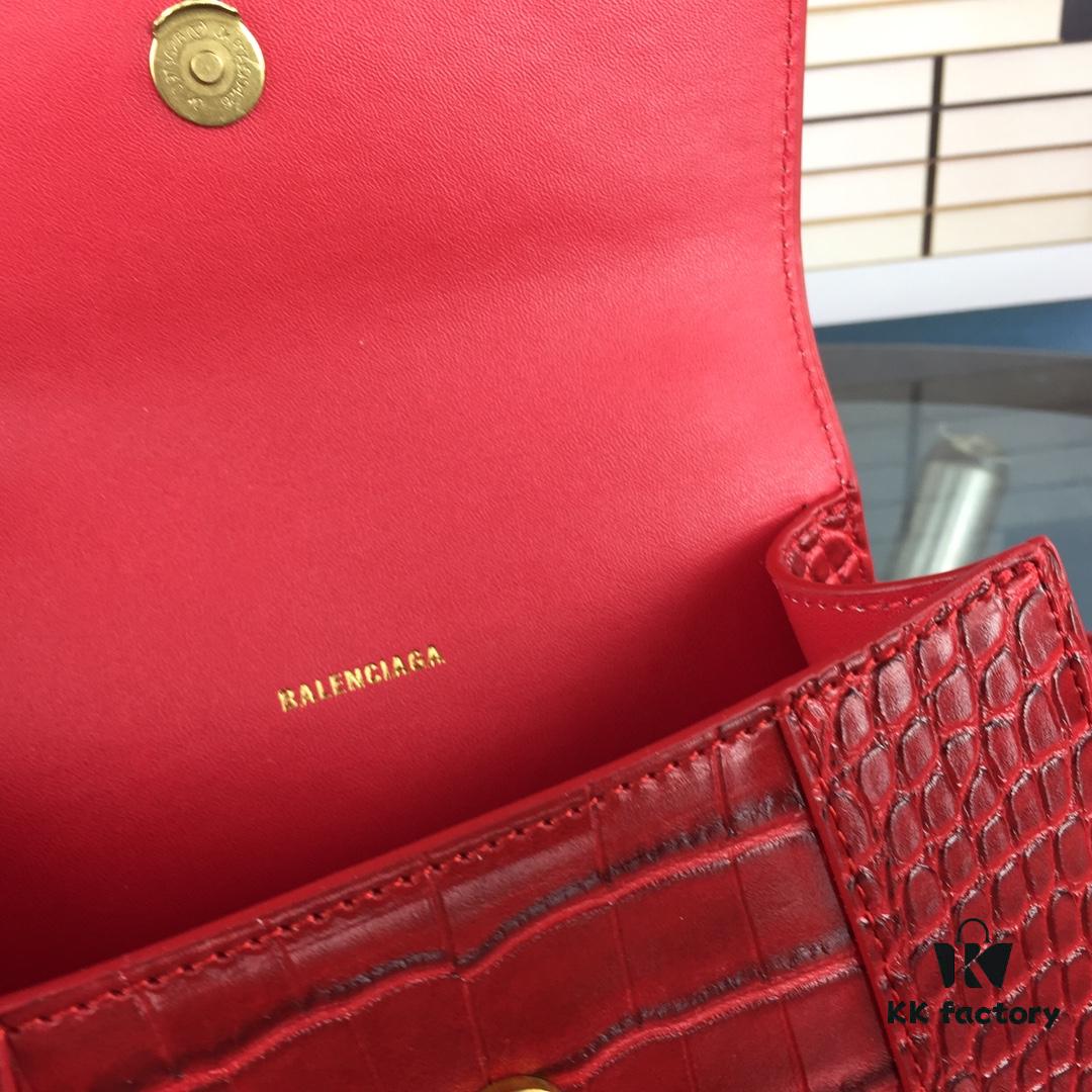 New Large and Small Size 235 Balencia Paris House, This Season's Highlight Crocodile Texture Hourglass Bag with Signature Arc Shape