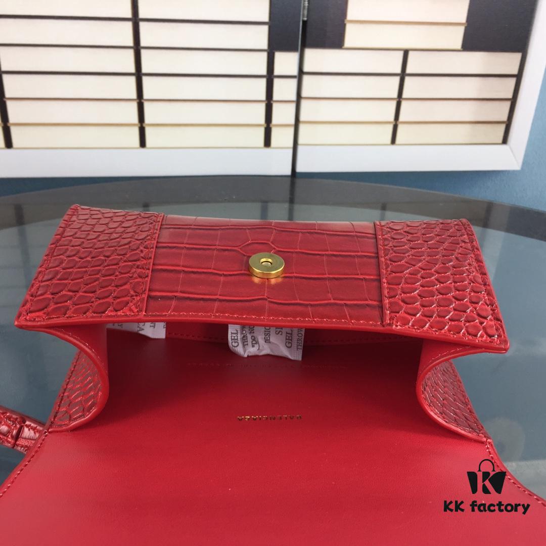 New Large and Small Size 235 Balencia Paris House, This Season's Highlight Crocodile Texture Hourglass Bag with Signature Arc Shape