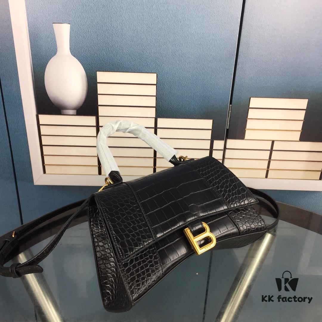 New Arrival Large and Small Size 235 Balencia Paris, This Season's Highlight Crocodile Texture Hourglass Bag