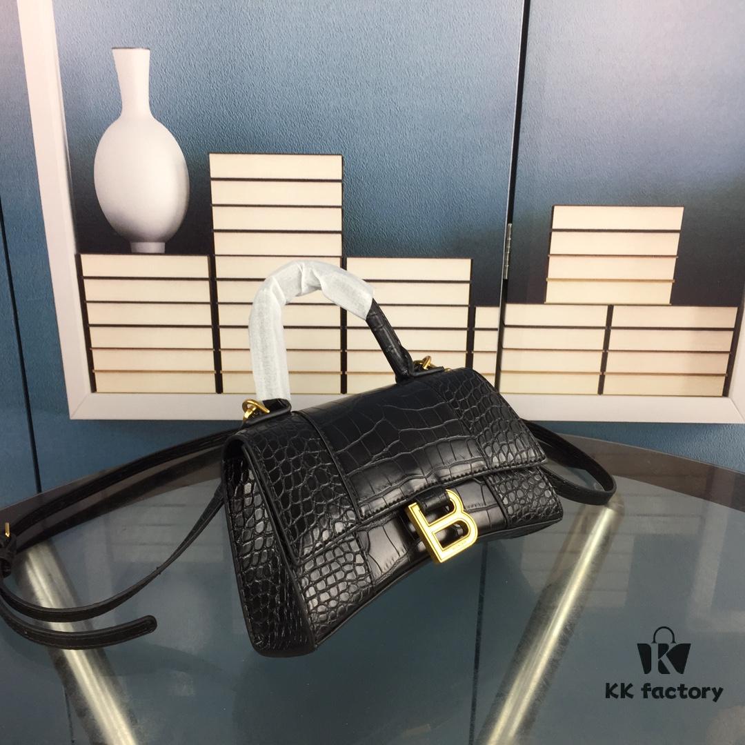 New Large/Small 235 Balencia Paris House, This Season's Highlight: Crocodile Texture Hourglass Bag