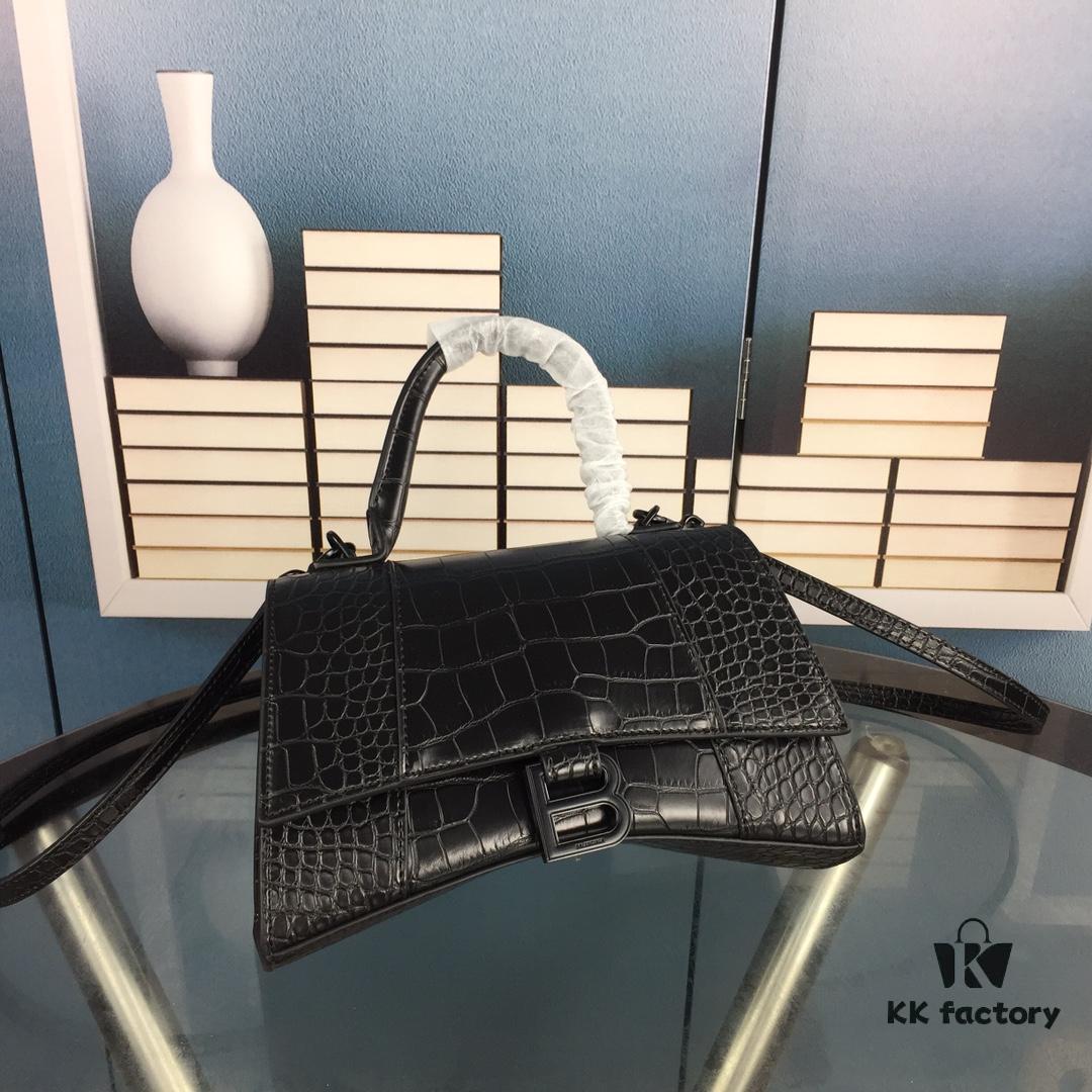 New Large and Small 235 Balencia Paris House This Season's Heavyweight Crocodile Texture Hourglass Bag