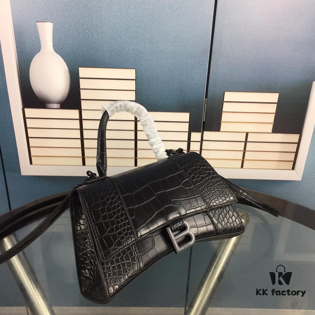 New Large and Small 235 Balencia Paris House This Season's Heavyweight Crocodile Texture Hourglass Bag