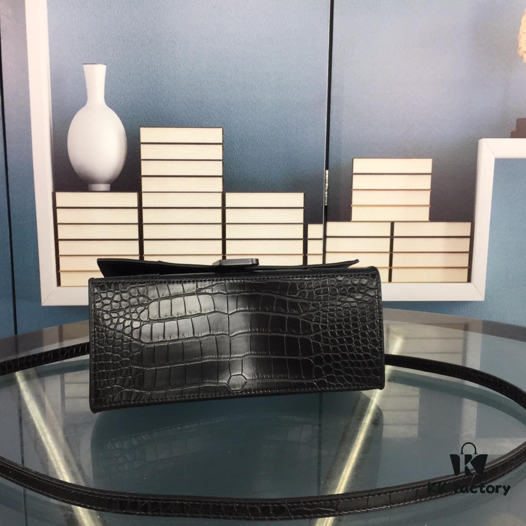 New Large and Small 235 Balencia Paris House This Season's Heavyweight Crocodile Texture Hourglass Bag