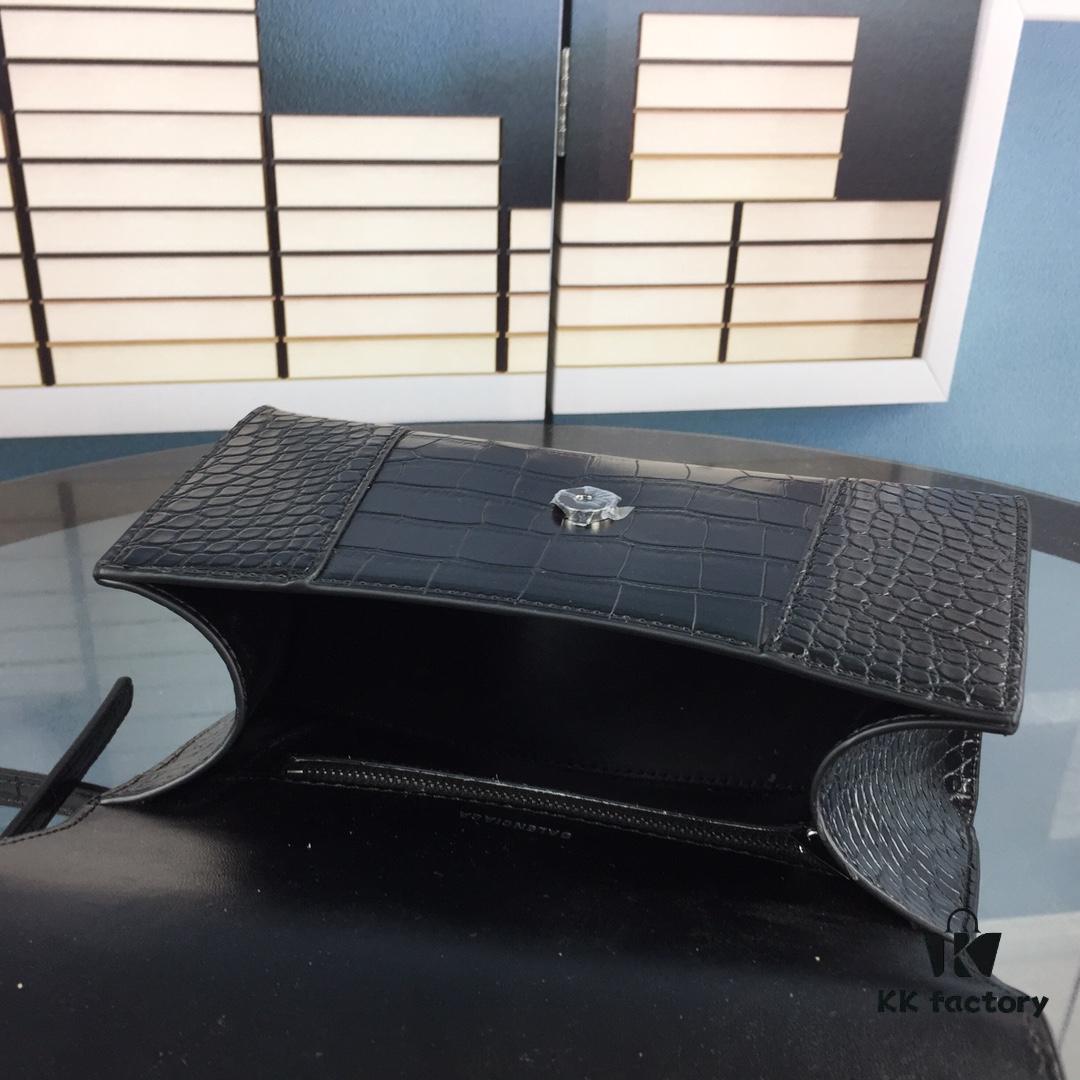 New Large and Small 235 Balencia Paris House This Season's Heavyweight Crocodile Texture Hourglass Bag