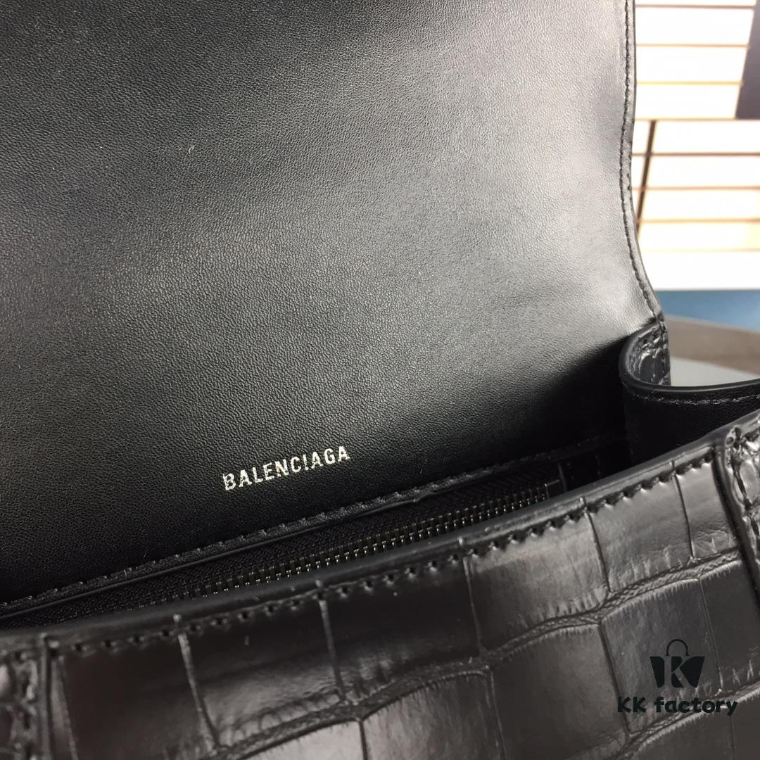 New Large and Small 235 Balencia Paris House This Season's Heavyweight Crocodile Texture Hourglass Bag