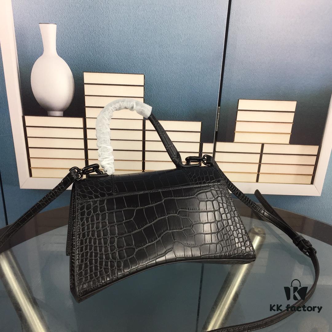 New Large and Small 235 Balencia Paris House This Season's Heavyweight Crocodile Texture Hourglass Bag