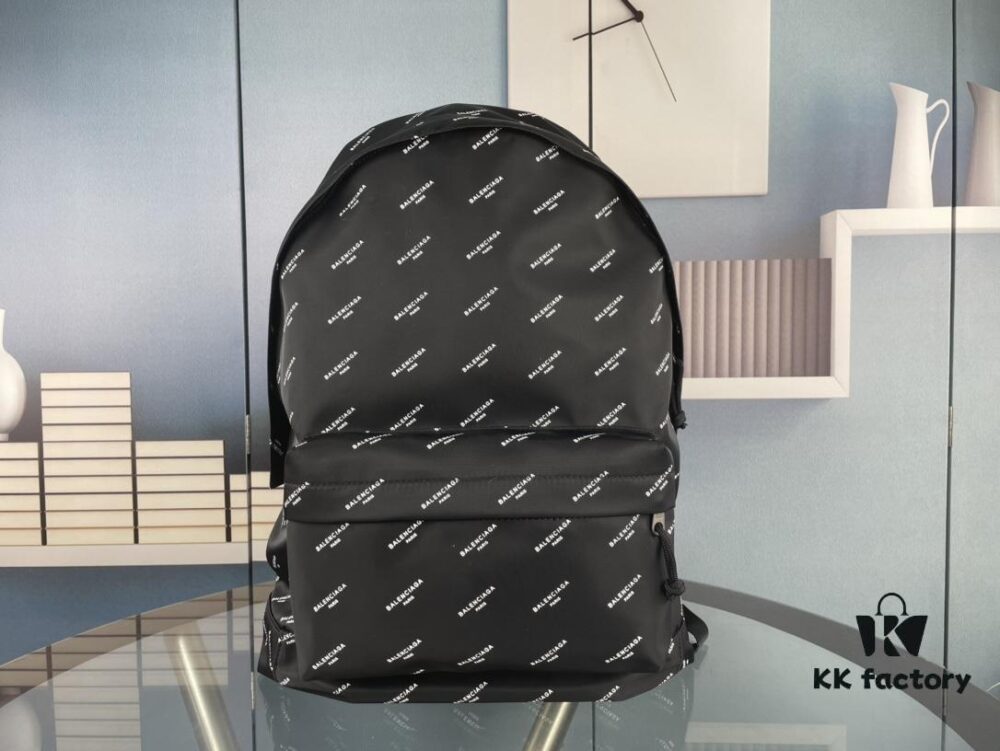 New Arrival BALENCIAGA Paris Fashion Backpack, High-Quality Screen-Printed Cotton Canvas Bag with Zippered Front Compartment