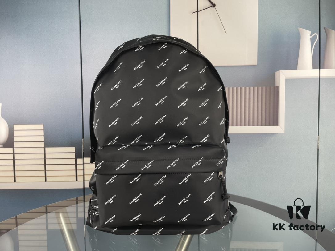 New Arrival BALENCIAGA Paris Fashion Backpack, High-Quality Screen-Printed Cotton Canvas Bag with Zippered Front Compartment