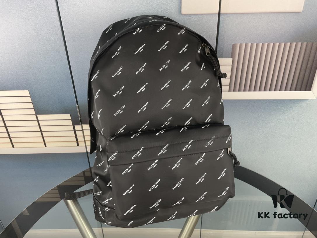 New Arrival BALENCIAGA Paris Fashion Backpack, High-Quality Screen-Printed Cotton Canvas Bag with Zippered Front Compartment