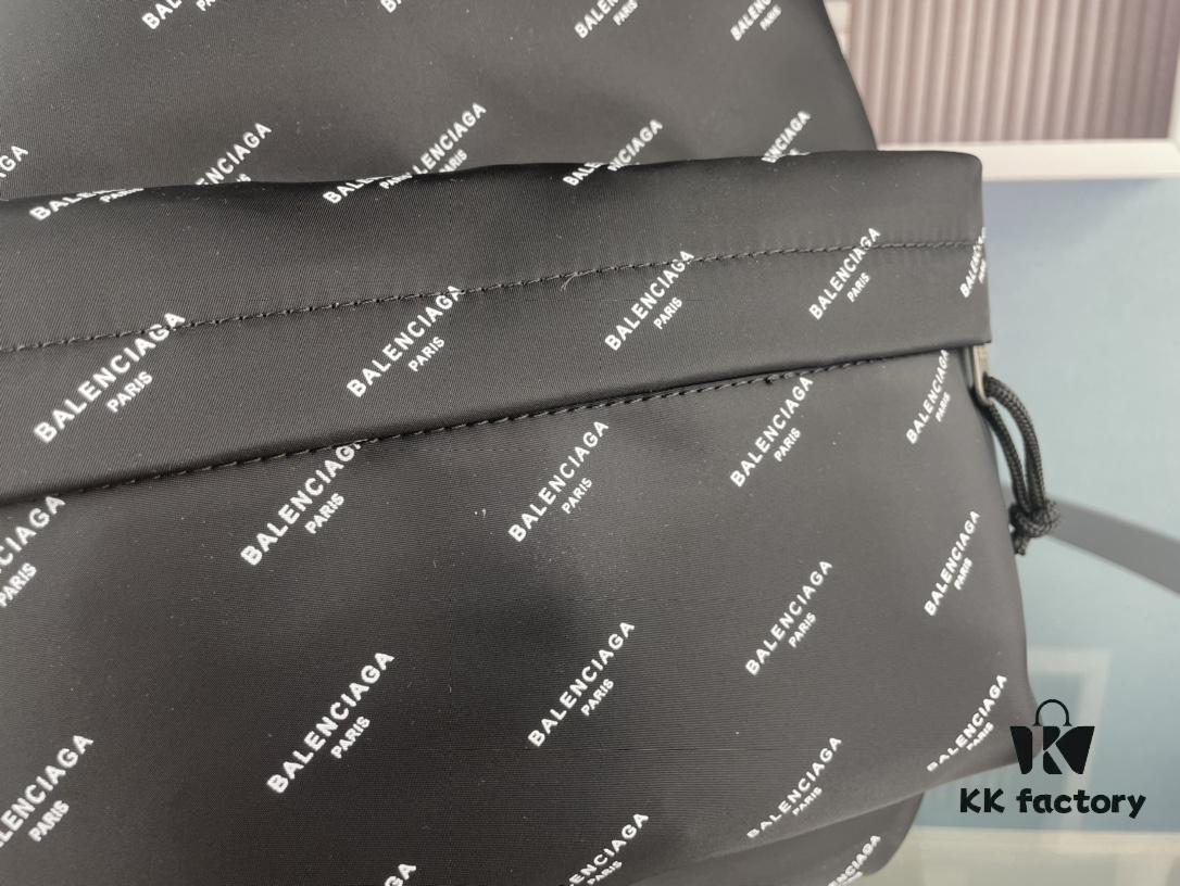 New Arrival BALENCIAGA Paris Fashion Backpack, High-Quality Screen-Printed Cotton Canvas Bag with Zippered Front Compartment