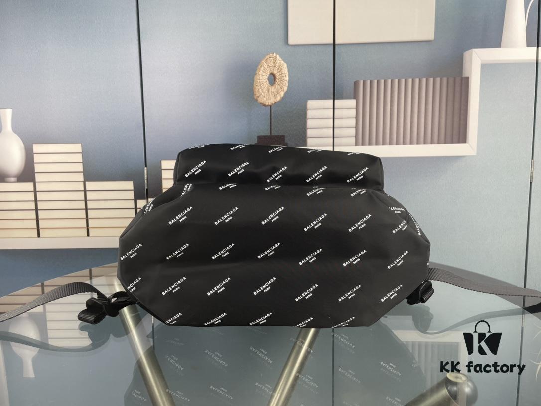 New Arrival BALENCIAGA Paris Fashion Backpack, High-Quality Screen-Printed Cotton Canvas Bag with Zippered Front Compartment