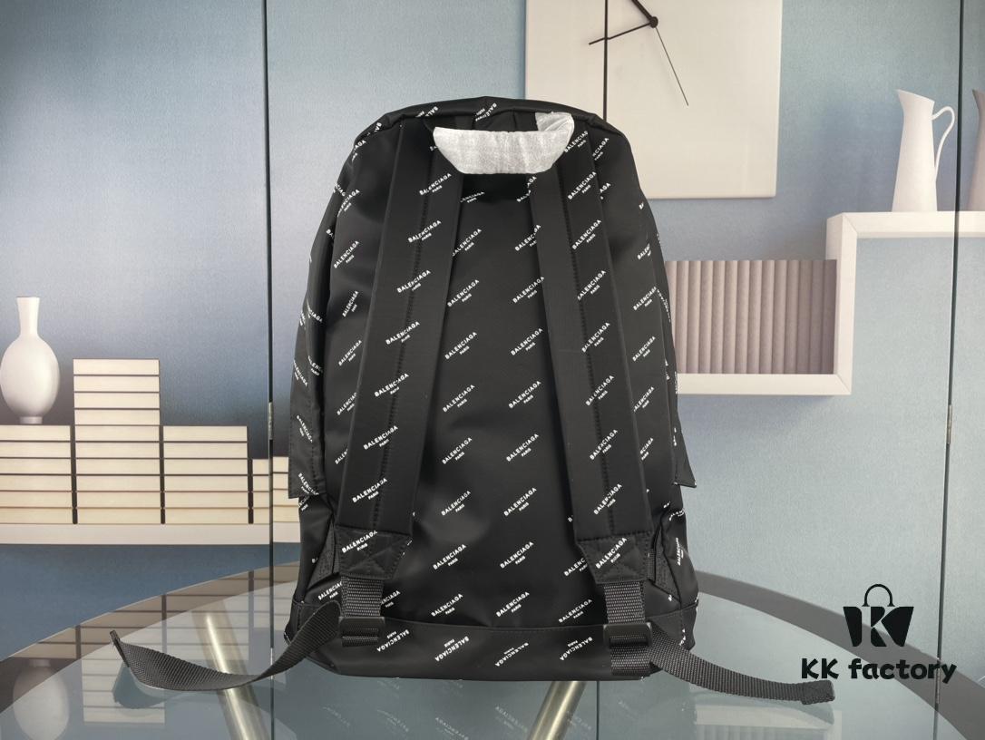 New Arrival BALENCIAGA Paris Fashion Backpack, High-Quality Screen-Printed Cotton Canvas Bag with Zippered Front Compartment