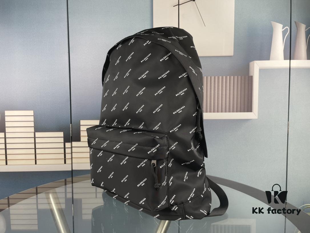 New Arrival BALENCIAGA Paris Fashion Backpack, High-Quality Screen-Printed Cotton Canvas Bag with Zippered Front Compartment