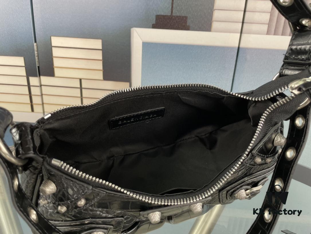 Mini Crocodile Texture - Balenciaga Le Cagole Half-Moon Crossbody Bag