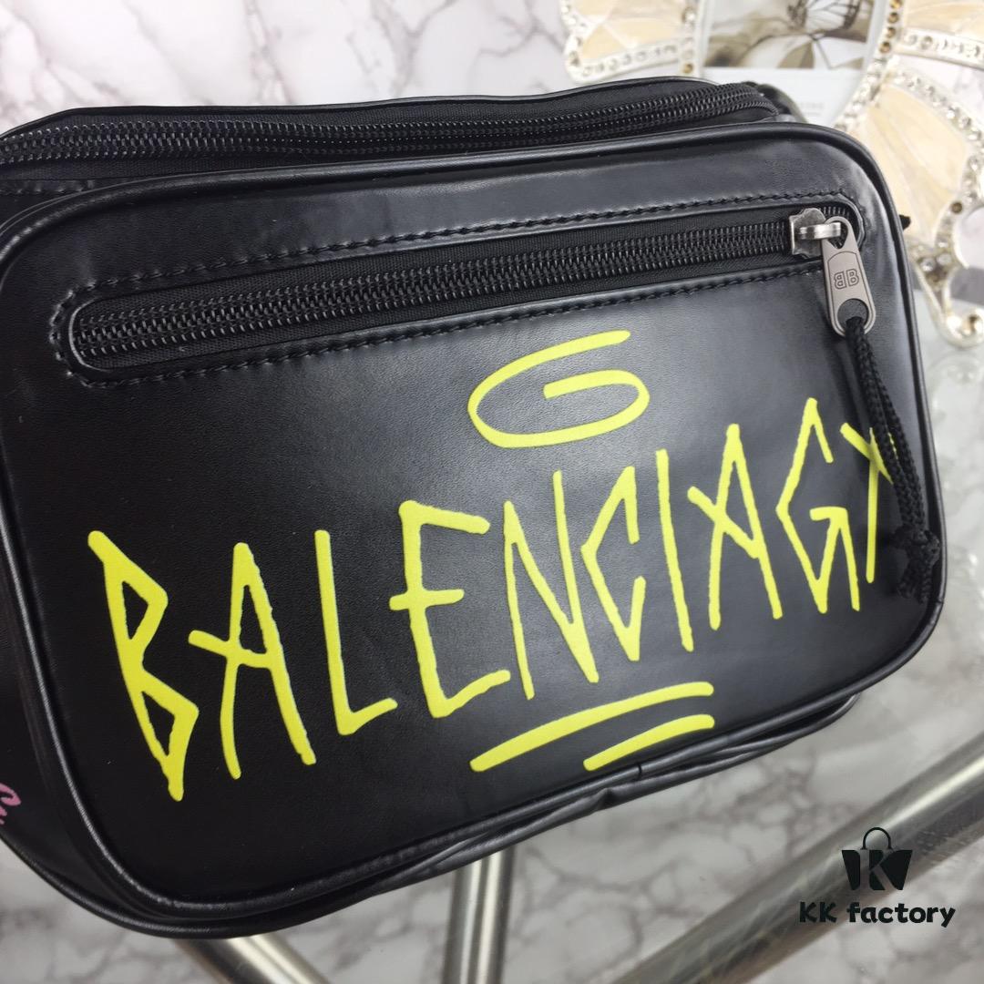 Top-Quality Original Version BALENCIAGA Graffiti Crossbody Waist Bag (Unisex) - Imported Genuine Leather, Authentic Hardware, Smooth Zipper