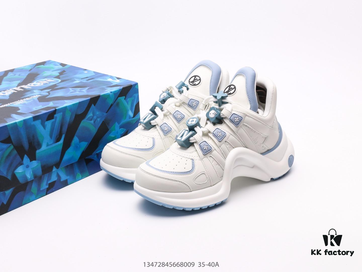 Louis Vuitton Arch Light Sneakers LV Genuine Leather Color-Block Shock-Absorbing Mesh Athletic Bow Dance Retro Dad Sneakers