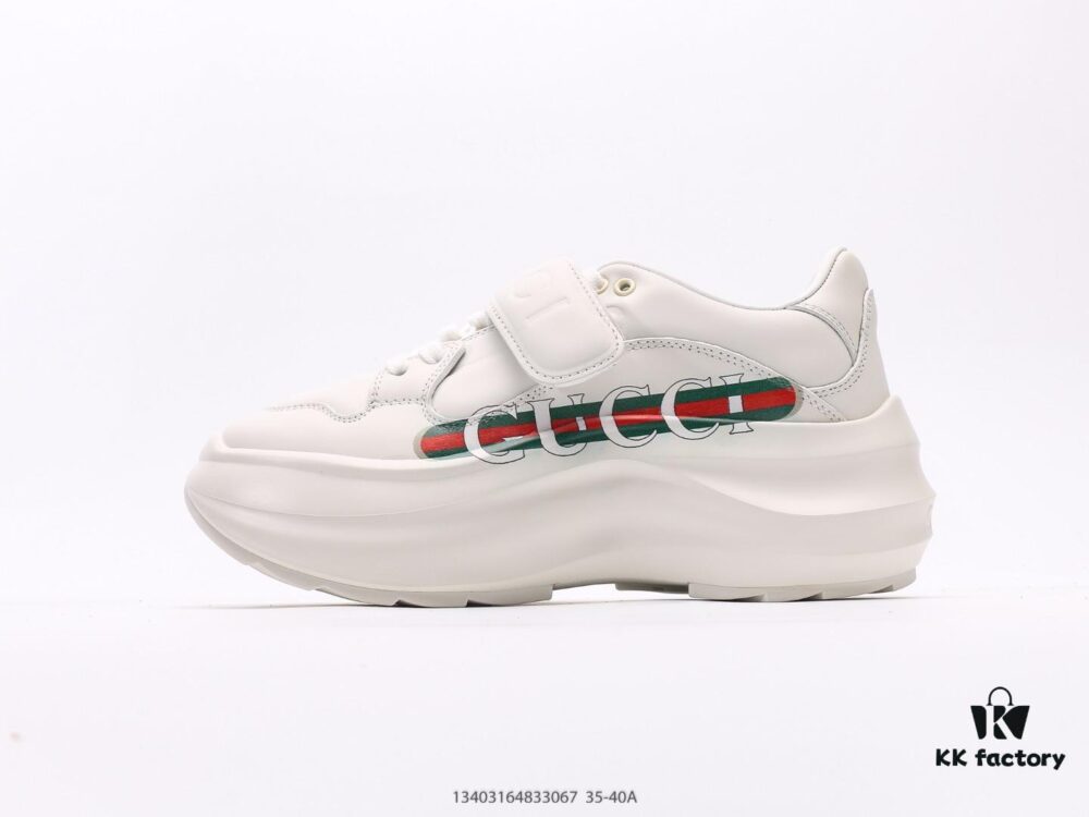 Gucci Rhyton Vintage Leather Horn-Style Retro Dad Casual Running Sneakers