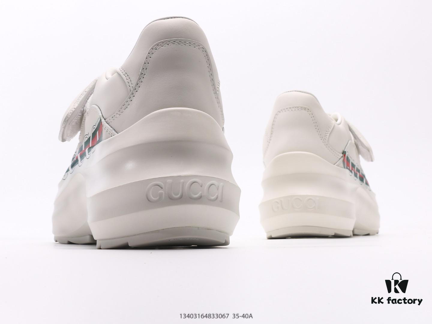 Gucci Rhyton Vintage Leather Horn-Style Retro Dad Casual Running Sneakers