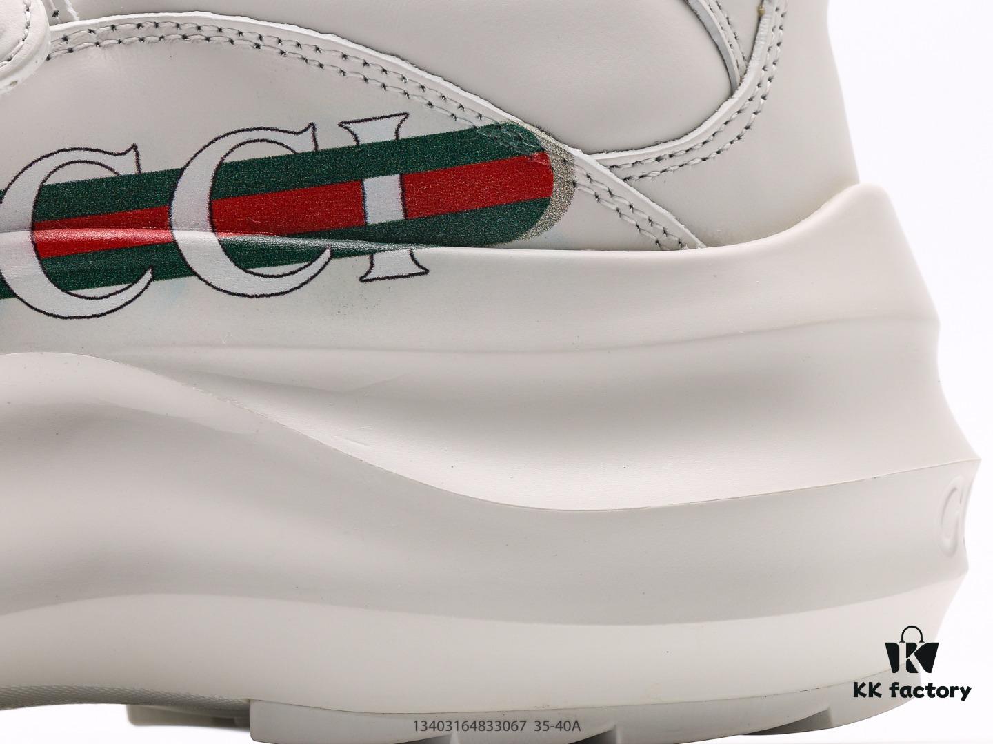 Gucci Rhyton Vintage Leather Horn-Style Retro Dad Casual Running Sneakers