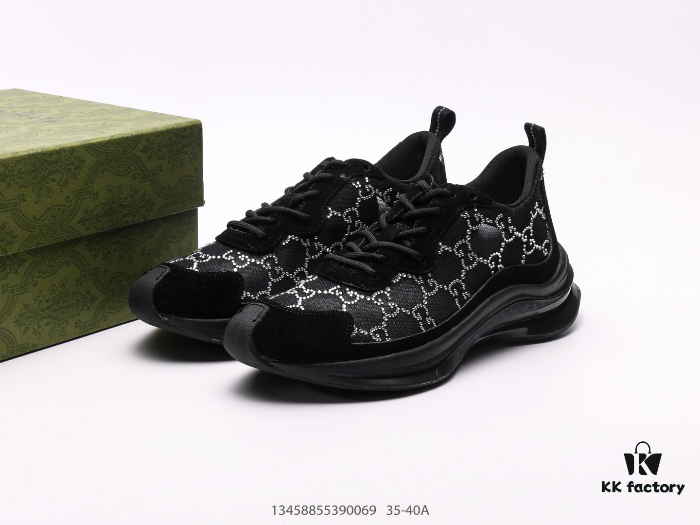 Gucci Rhyton Vintage Trainer Sneaker, 3D Leather Retro Running Shoes