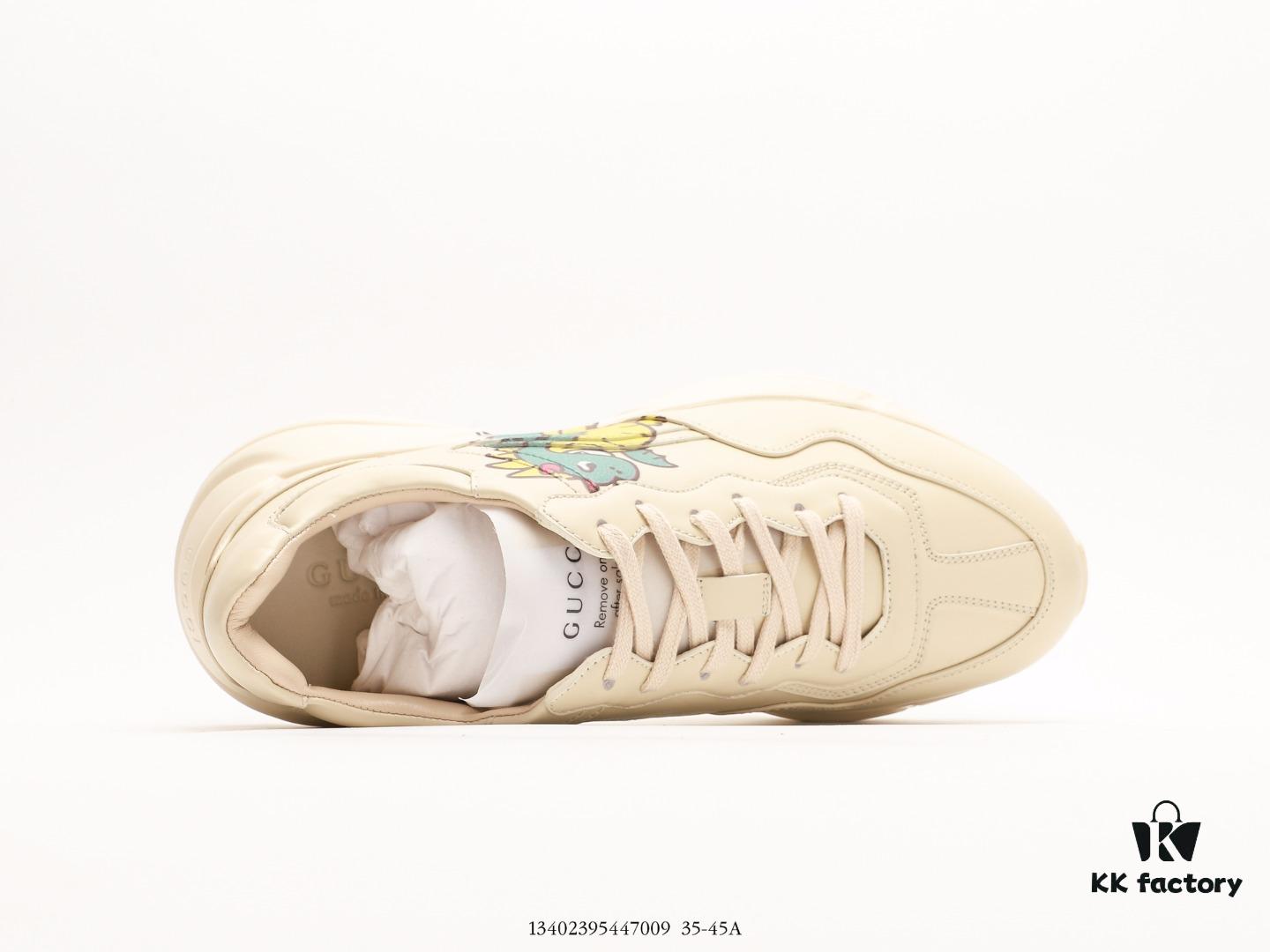 Gucci Rhyton Vintage Trainer Sneaker, Gucci Dad Shoe 3D Leather Horn-Shape Retro Running Shoe