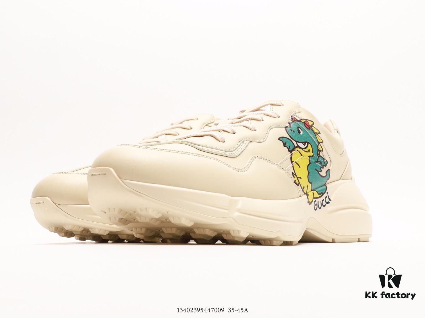 Gucci Rhyton Vintage Trainer Sneaker, Gucci Dad Shoe 3D Leather Horn-Shape Retro Running Shoe