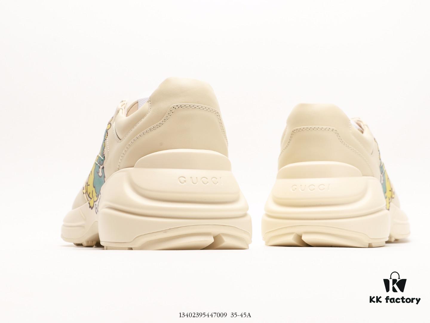 Gucci Rhyton Vintage Trainer Sneaker, Gucci Dad Shoe 3D Leather Horn-Shape Retro Running Shoe