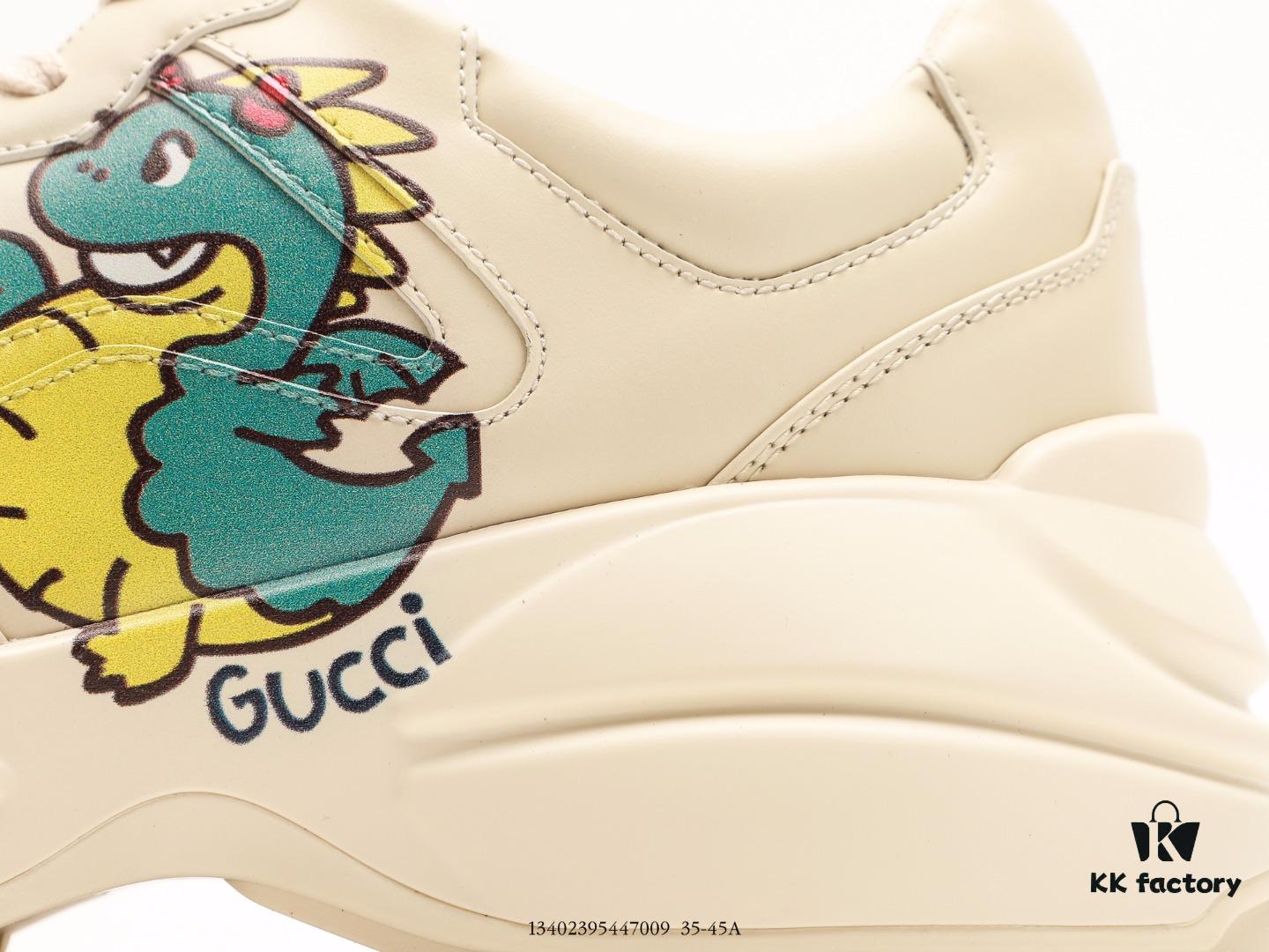 Gucci Rhyton Vintage Trainer Sneaker, Gucci Dad Shoe 3D Leather Horn-Shape Retro Running Shoe