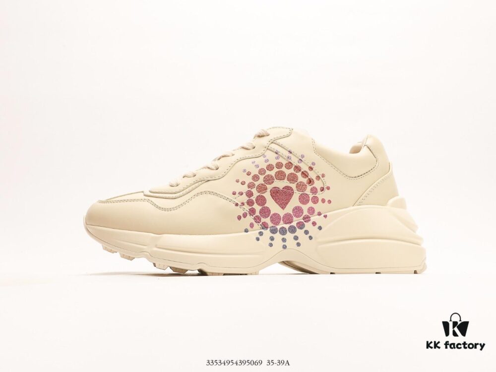 Gucci Rhyton Vintage Trainer Sneaker, 3D Leather Horn-Style Retro Running Shoe