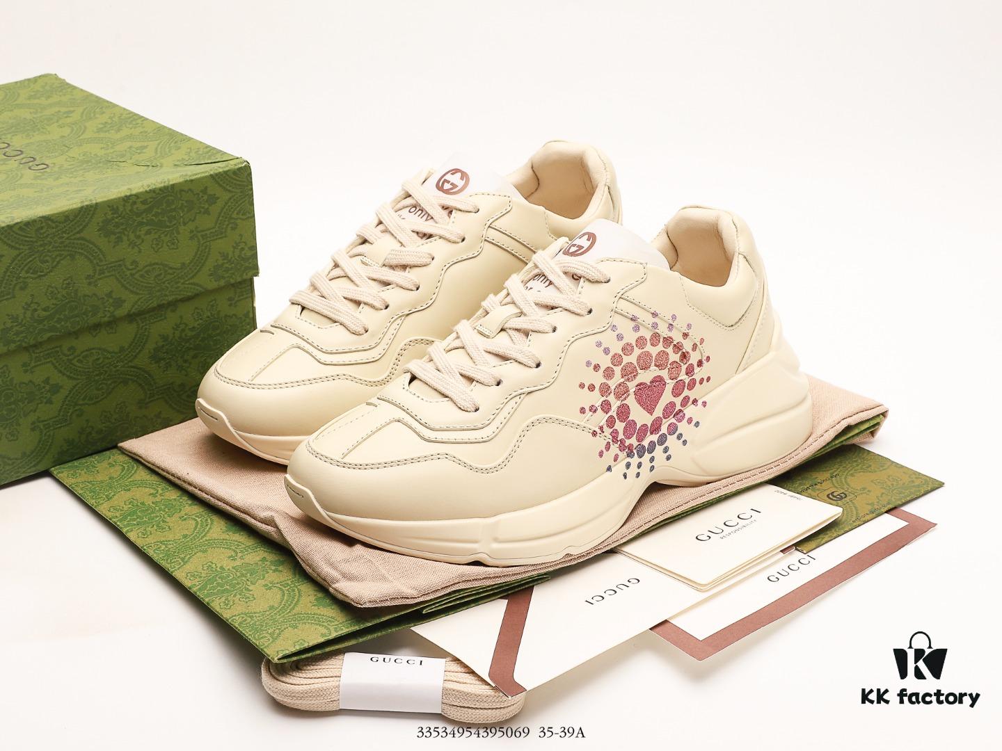 Gucci Rhyton Vintage Trainer Sneaker, 3D Leather Horn-Style Retro Running Shoe
