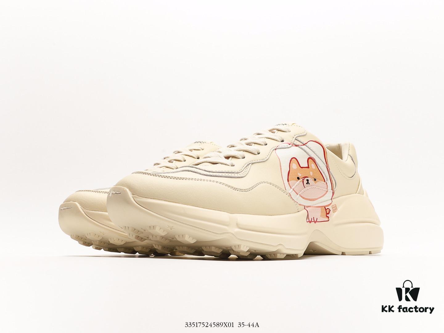 Gucci Rhyton Vintage Trainer Sneaker, Gucci Dad Shoe 3D Leather Horn-Shaped Retro Running Shoe