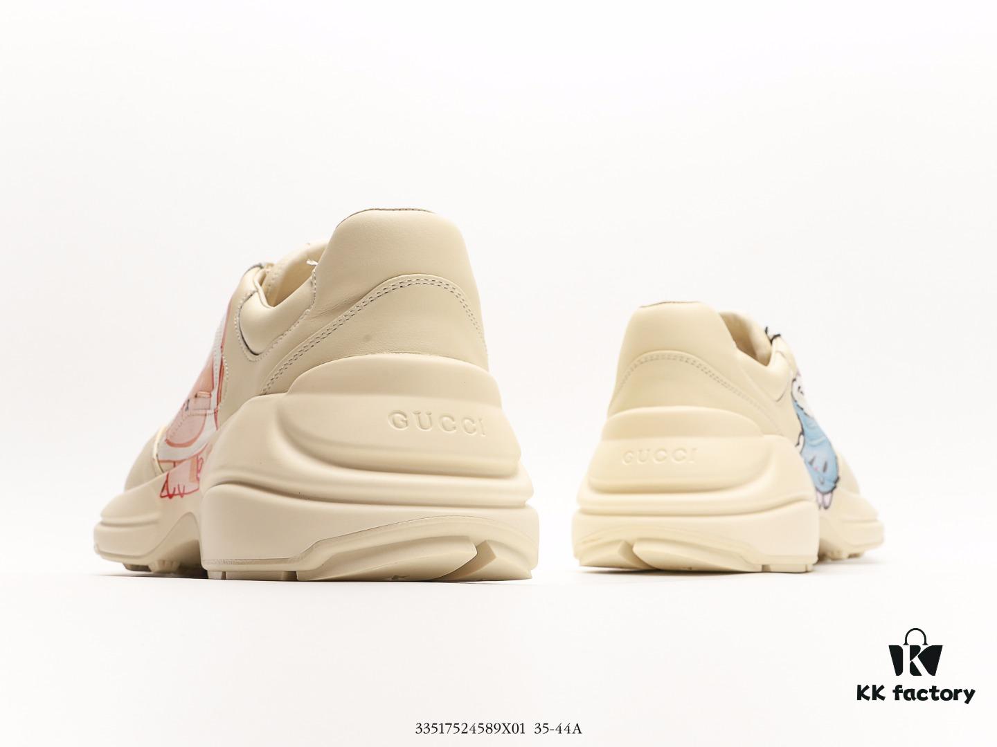 Gucci Rhyton Vintage Trainer Sneaker, Gucci Dad Shoe 3D Leather Horn-Shaped Retro Running Shoe