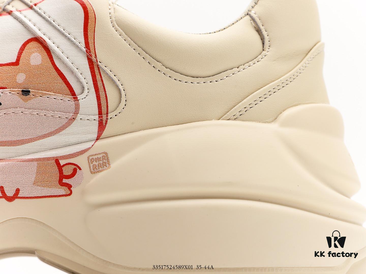 Gucci Rhyton Vintage Trainer Sneaker, Gucci Dad Shoe 3D Leather Horn-Shaped Retro Running Shoe