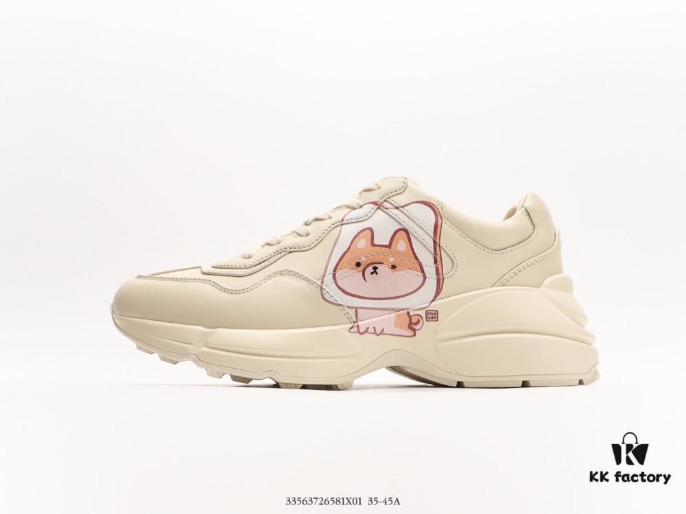 Gucci Rhyton Vintage Trainer Sneaker, 3D Leather Horn-Shaped Retro Running Shoe