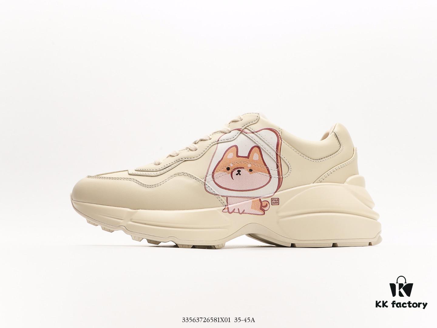 Gucci Rhyton Vintage Trainer Sneaker, 3D Leather Horn-Shaped Retro Running Shoe