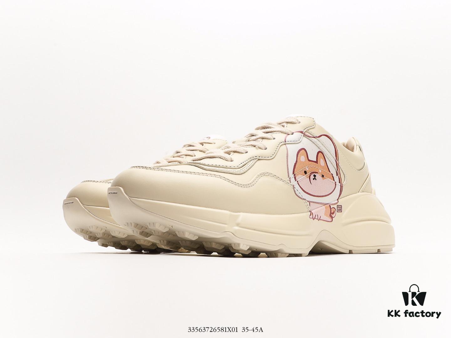 Gucci Rhyton Vintage Trainer Sneaker, 3D Leather Horn-Shaped Retro Running Shoe