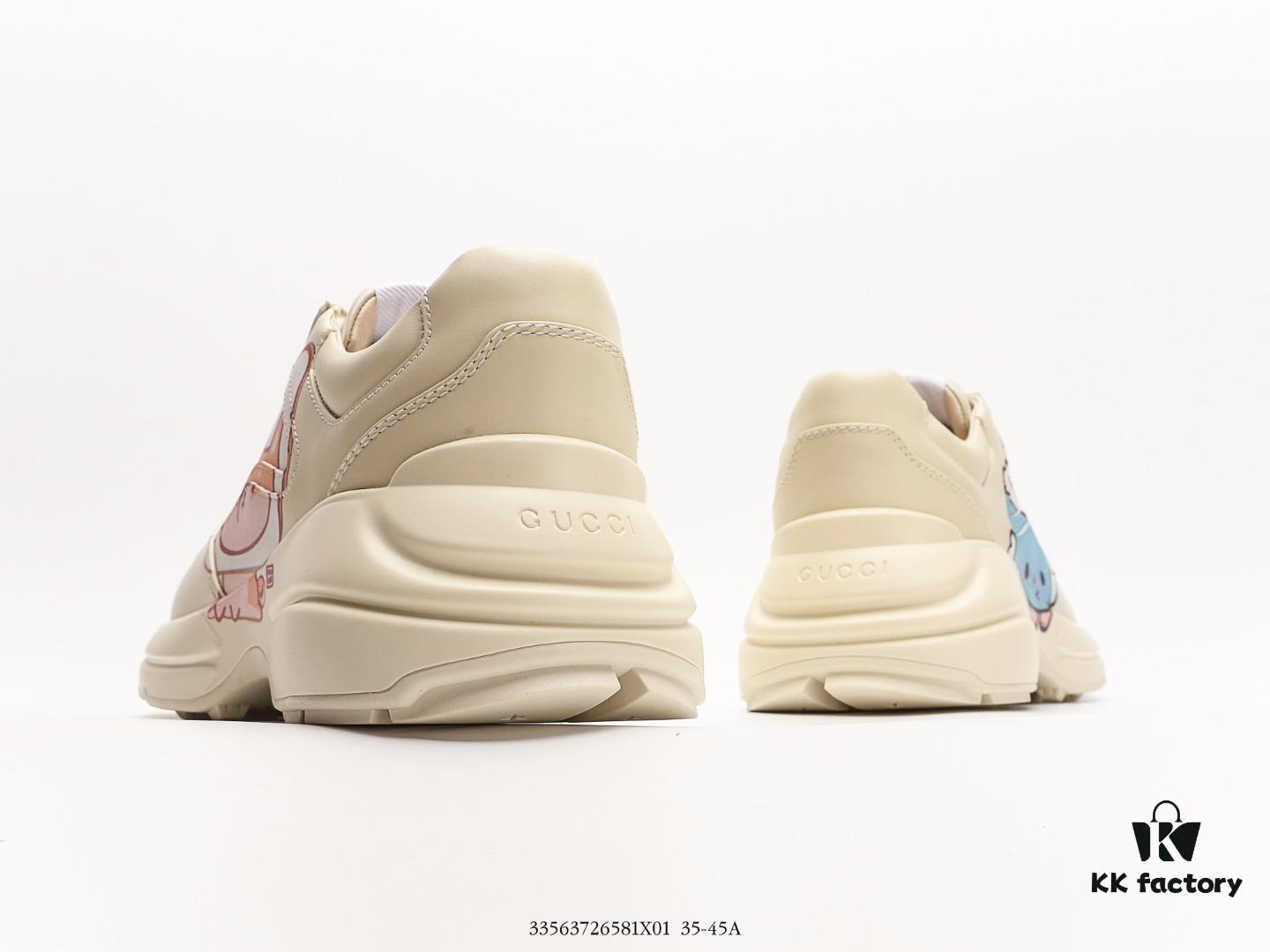 Gucci Rhyton Vintage Trainer Sneaker, 3D Leather Horn-Shaped Retro Running Shoe