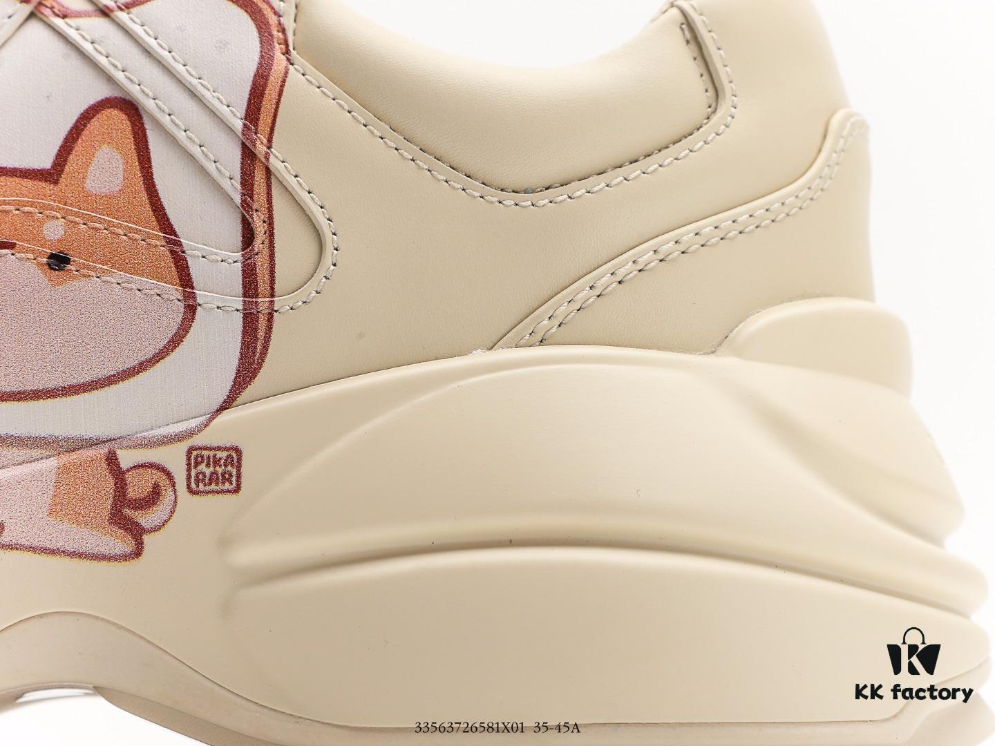 Gucci Rhyton Vintage Trainer Sneaker, 3D Leather Horn-Shaped Retro Running Shoe