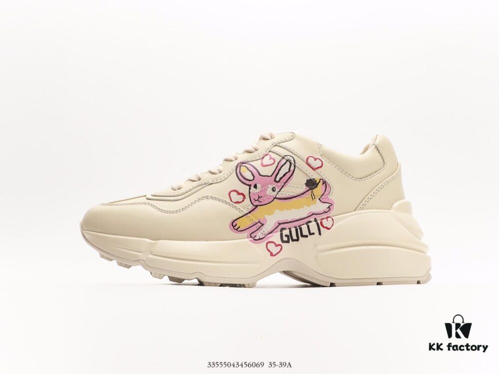 Gucci Rhyton Vintage Trainer Sneaker, Aged Leather Horn-Style Retro Running Shoe