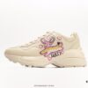 Gucci Rhyton Vintage Trainer Sneaker, Aged Leather Horn-Style Retro Running Shoe