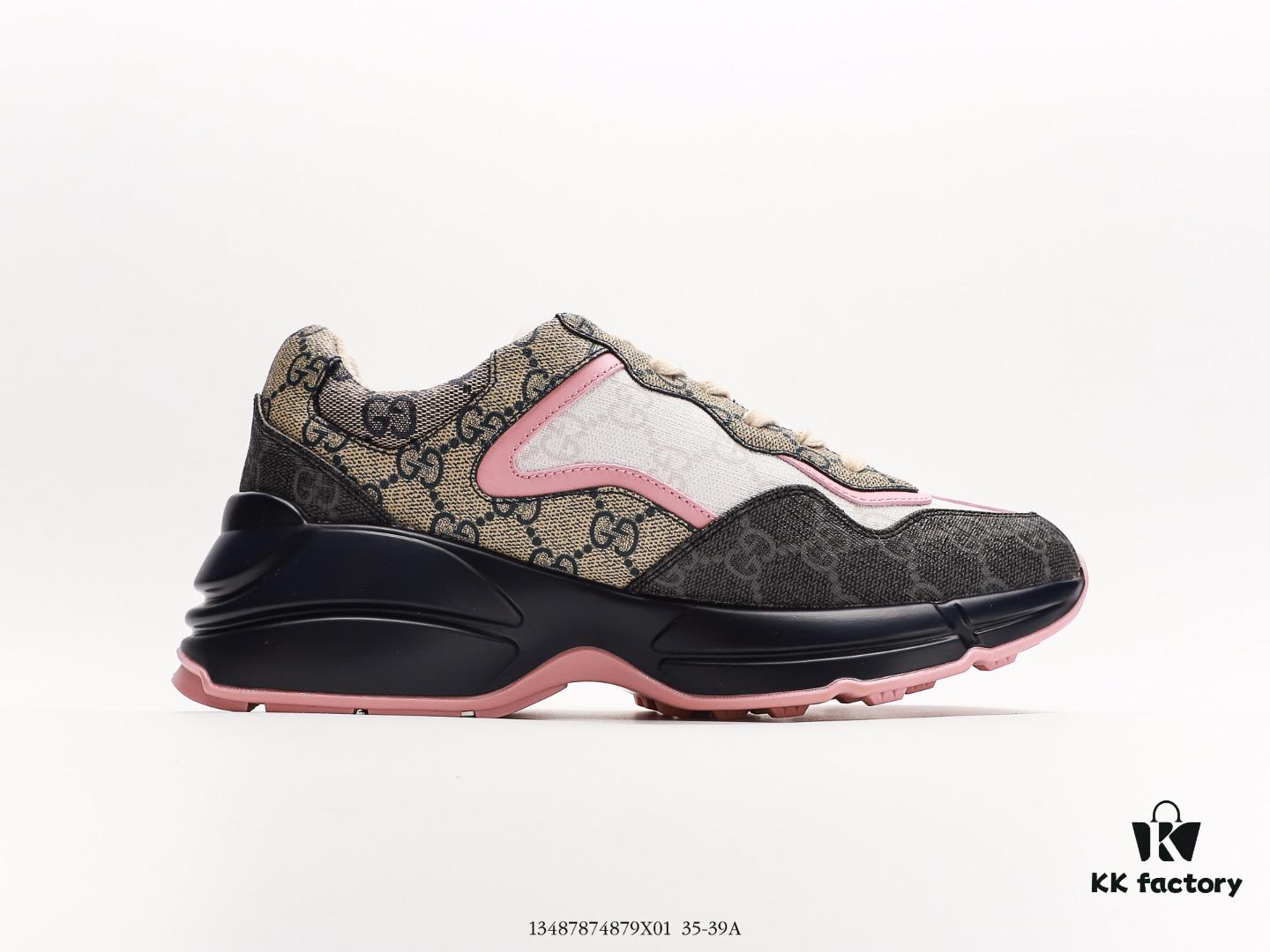 Gucci Rhyton Vintage Trainer Sneaker, Distressed Leather Retro Running Shoe, Italian Craftsmanship, Full-Grain Calfskin Exterior, Soft Lambskin Lining, TPU Outsole with Wear-Resistant Foam for Superior Cushioning