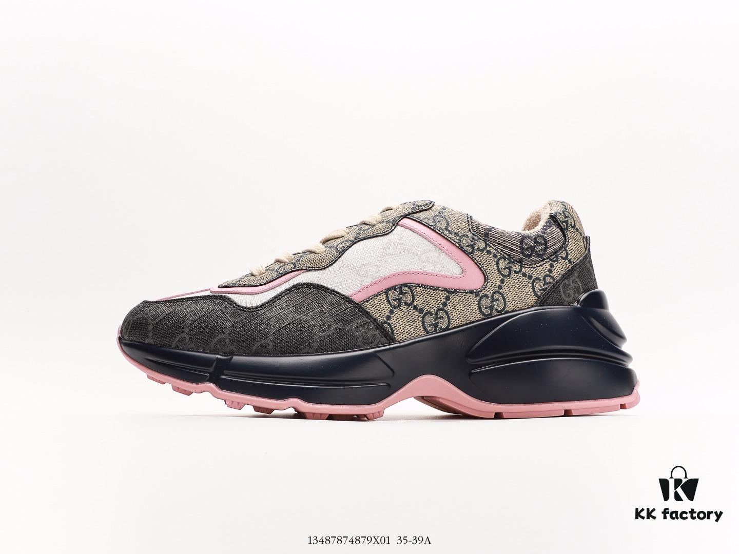 Gucci Rhyton Vintage Trainer Sneaker, Distressed Leather Retro Running Shoe, Italian Craftsmanship, Full-Grain Calfskin Exterior, Soft Lambskin Lining, TPU Outsole with Wear-Resistant Foam for Superior Cushioning