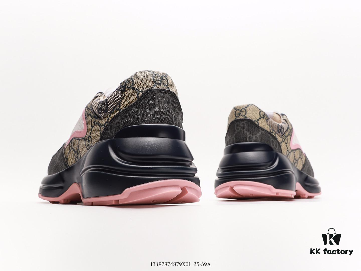 Gucci Rhyton Vintage Trainer Sneaker, Distressed Leather Retro Running Shoe, Italian Craftsmanship, Full-Grain Calfskin Exterior, Soft Lambskin Lining, TPU Outsole with Wear-Resistant Foam for Superior Cushioning