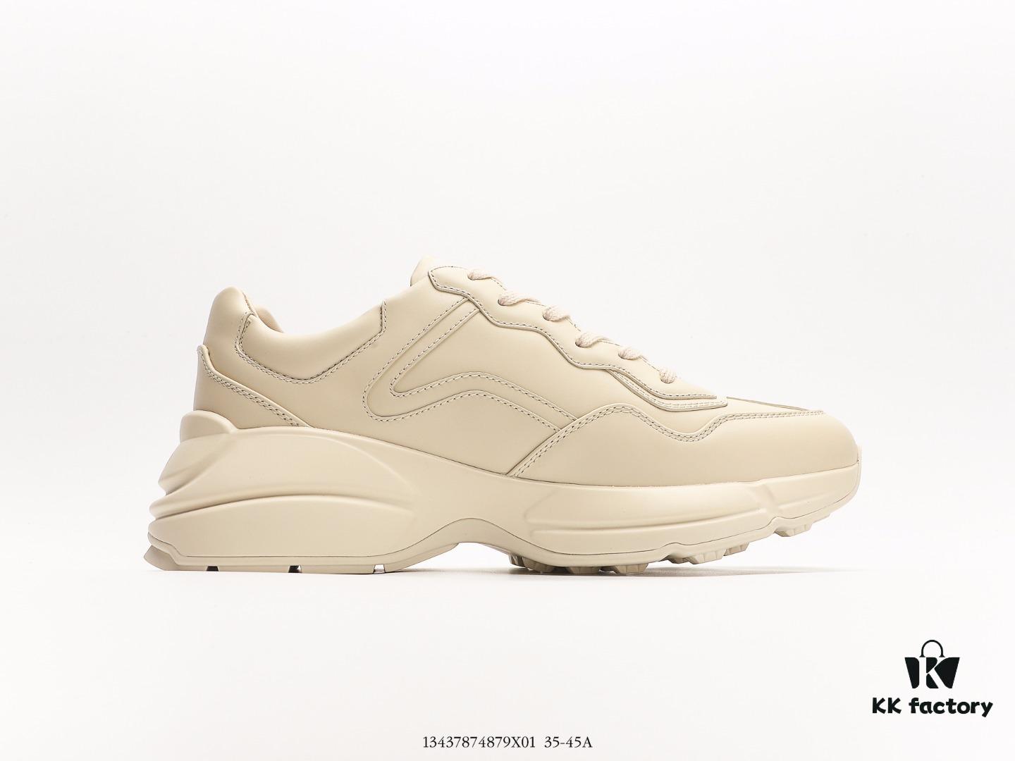 Gucci Rhyton Vintage Trainer Sneaker, Aged Leather Horn-Shape Retro Running Shoe