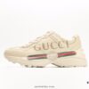 Gucci Rhyton Vintage Trainer Sneaker, Aged Leather Horn-Shape Retro Running Shoe