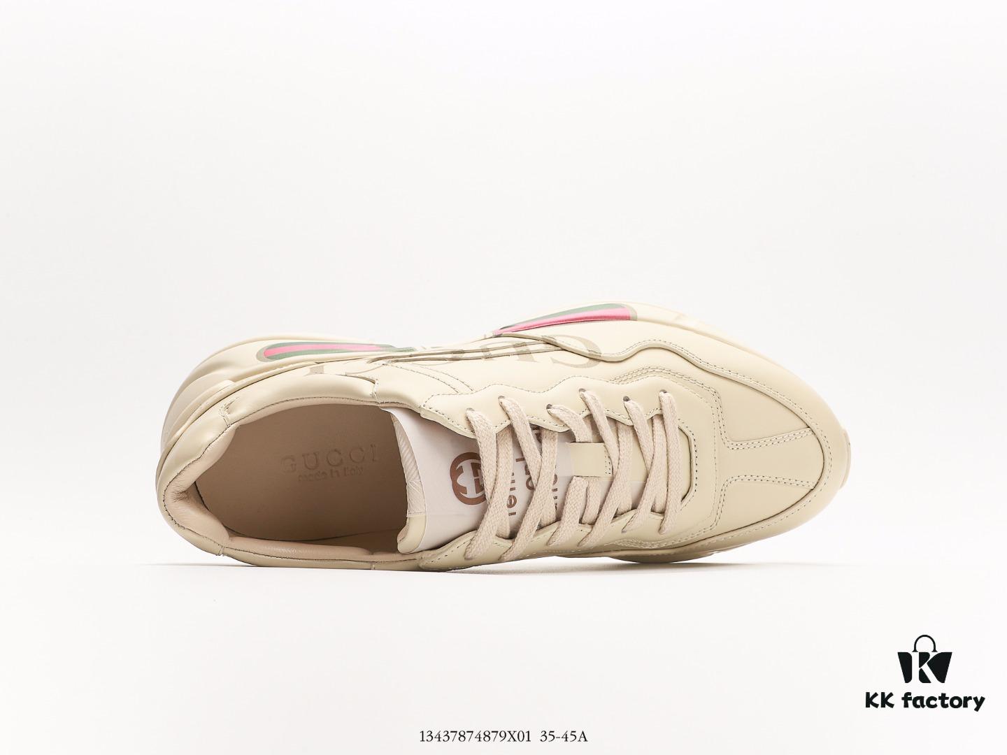 Gucci Rhyton Vintage Trainer Sneaker, Aged Leather Horn-Shape Retro Running Shoe