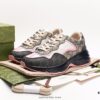 Gucci Rhyton Vintage Trainer Sneaker, Distressed Leather Retro Running Shoe, Italian Craftsmanship, Full-Grain Calfskin Exterior, Soft Lambskin Lining, TPU Outsole with Wear-Resistant Foam for Superior Cushioning