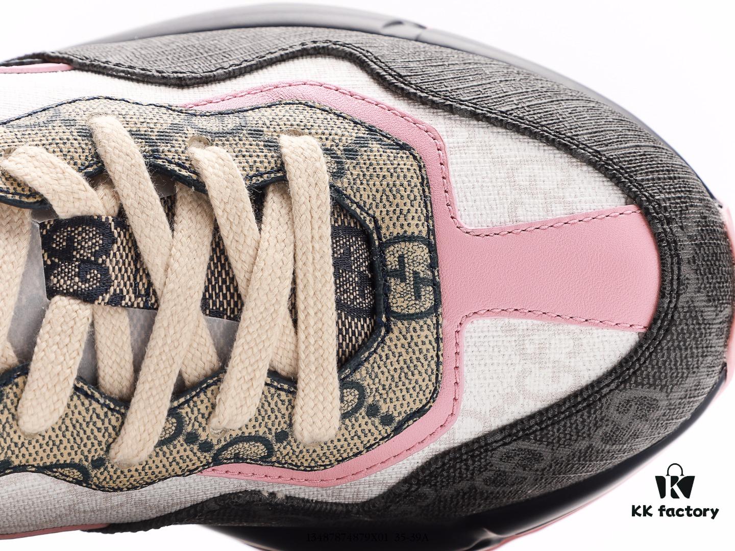 Gucci Rhyton Vintage Trainer Sneaker, Distressed Leather Retro Running Shoe, Italian Craftsmanship, Full-Grain Calfskin Exterior, Soft Lambskin Lining, TPU Outsole with Wear-Resistant Foam for Superior Cushioning